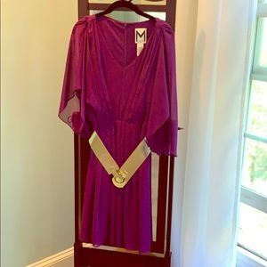 Marc Bouwer Purple Dress with Gold Belt